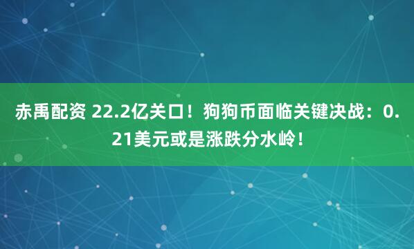 赤禹配资 22.2亿关口！狗狗币面临关键决战：0.21美元或是涨跌分水岭！